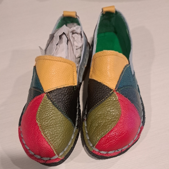 Flats for Women, Leather Casual Loafers Slip on Moccasin Handmade Oxford - Picture 8 of 10